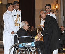 S. H. Raza receiving Padma Vibhushan Award