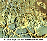 显示可能为水源地的阿伦混沌中的地块，热辐射成像系统拍摄于欧克西亚沼区。