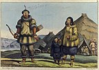 A Chukchi family in front of their home near the Bering Strait, summer 1816.