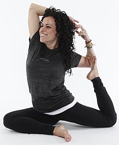 Businesses that sell yoga-related products have used Eka Pada Rajakapotasana, as here by Lululemon in 2011