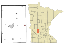 阿特沃特在坎迪约希县及明尼苏达州的位置（以红色标示）
