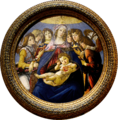 Sandro Botticelli, Madonna of the Pomegranate, c. 1487, tempera on panel, 143.5 cm diameter, Uffizi, Florence