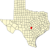 State map highlighting Blanco County