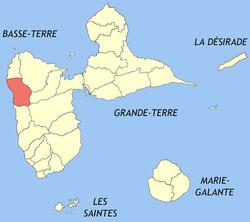 Location of the commune (in red) within Guadeloupe