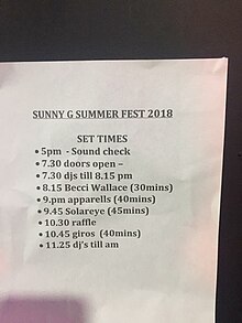 a4 sheet of paper showing set times