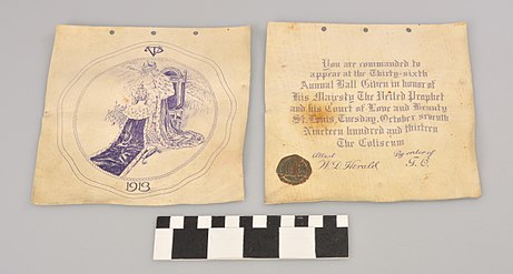 Ball invitation, 1913, with measuring marker at the bottom