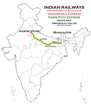 Vikramshila Express (Anand Vihar–Bhagalpur) route map