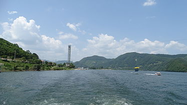 View north, with the zip line tower