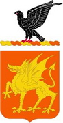 The coat of arms of the 1st Cavalry regiment, founded as a dragoon regiment, features a gold dragon and an orange shield, the traditional colours of the dragoons.