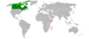 Location map for Canada and Somalia.