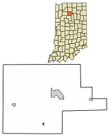 Location of Fulton in Fulton County, Indiana.
