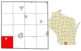 Location in Green County and the state of Wisconsin.