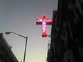 Image 25A 'Jesus Saves' neon cross sign outside of a Protestant church in New York City (from Salvation in Christianity)