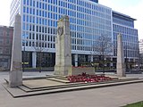 Manchester Cenotaph in 2017, in its new location near the town hall