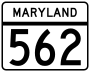 Maryland Route 562 marker