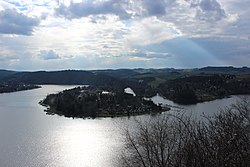 Slapy Reservoir and Slapy village