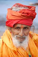 A Hindu Sadhu (pious man), in Rajasthan, wearing orange as a sacred colour.