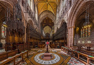 Chester Cathedral interior, looking westwards to the choir