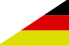 Diagonally split flag of France and Germany