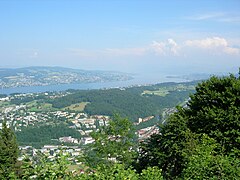 View from Felsenegg to the eastern part of Lake Zurich