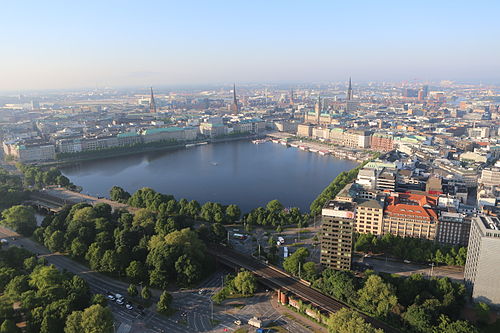 aerial view of the Binnenalster.
