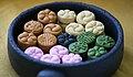 Traditional Korean confectionery Dasik with letter patterns