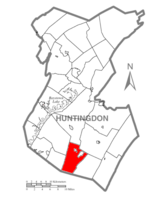 Map of Huntingdon County, Pennsylvania Highlighting Clay Township