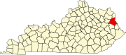 Map of Kentucky highlighting Lawrence County