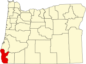 Map of Oregon highlighting Curry County