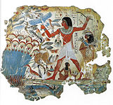 尼巴蒙之墓上著名的湿壁画残片“庭中之池”，公元前1350年。