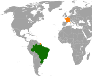 Location map for Brazil and France.