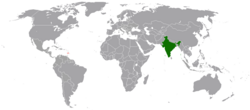 Map indicating locations of India and Saint Lucia