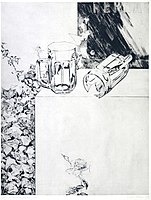 Proposal for a monument to Karel Nepraš, drypoint, 64x50 cm, 1979