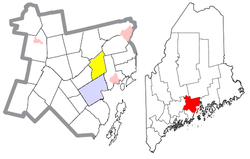 斯旺维尔在瓦多县的位置（以黄色标示）