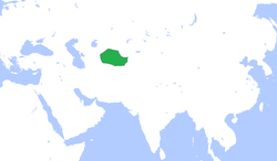 布哈拉酋长国(绿色)，约1850年。