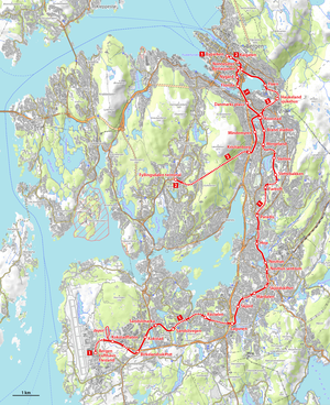 Network of Bergen light rail