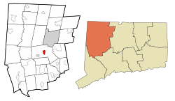 Litchfield's location within Litchfield County and Connecticut
