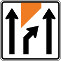 Lane management (three lanes, middle lane merges to the right)