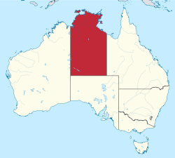 Map of Australia with Northern Territory highlighted in red