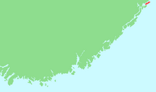 green and baby blue map of Arkserøya, Norway