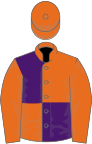 Orange and purple (quartered), orange sleeves and cap