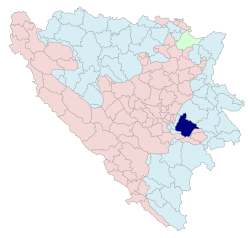 Location of Pale, Bosnia and Herzegovina within Bosnia and Herzegovina