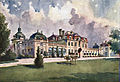 Watercolor depicting the Goetz Palace [pl] in Brzesko