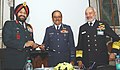 ACM NAK Browne handing over the Baton of Chairman COSC to Gen Bikram Singh