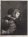 Etching from the Arolsen klebeband, a version of the catalog by Teniers, which shows attribution to Giorgione