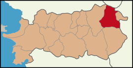 Map showing Kuyucak District in Aydın Province