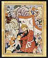 Zumurrud Shah takes refuge in the mountains (India, ca. 1570, illustration to Hamzanama[2])