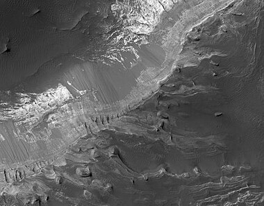 Capri Mensa, as seen by HiRISE. Click on image to see buttes and layers.