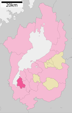 Location of Kusatsu in Shiga Prefecture