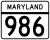 Maryland Route 986 marker